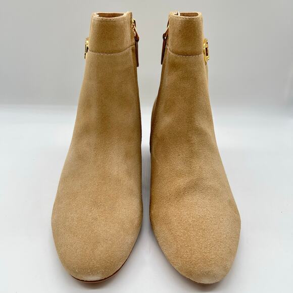 Ralph Lauren Boots Womens 9.5B‎ Tan Wynne Leather Suede Ankle Zip Bootie - Picture 1 of 14